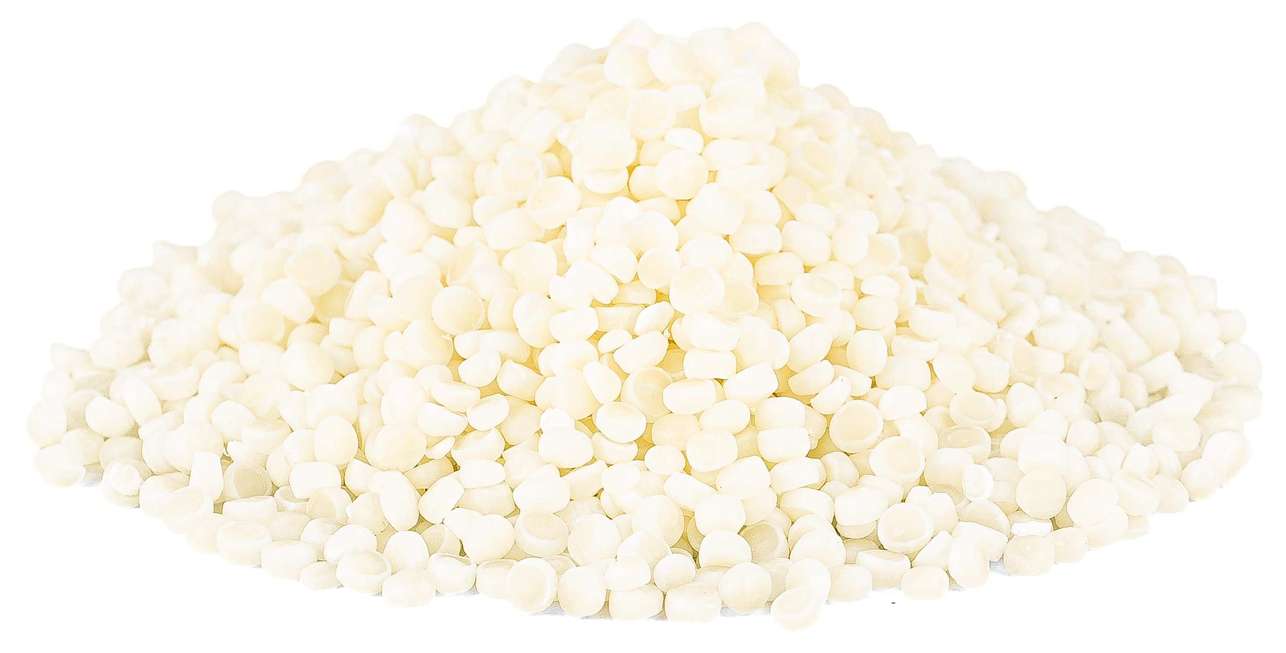 A pile of cream tinted NonOilen granules isolated on the white background.